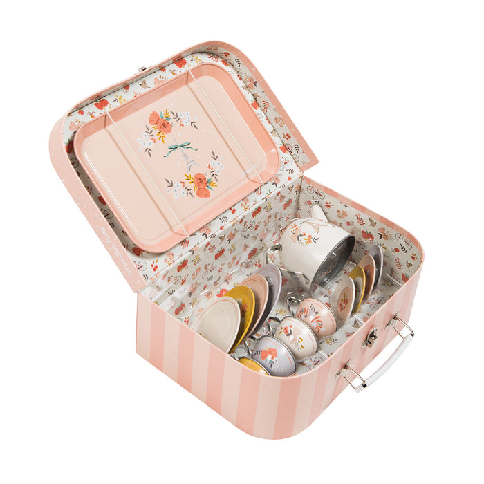 Les Parisiennes Child-safe and Food-safe Tin Tea Set Suitcase