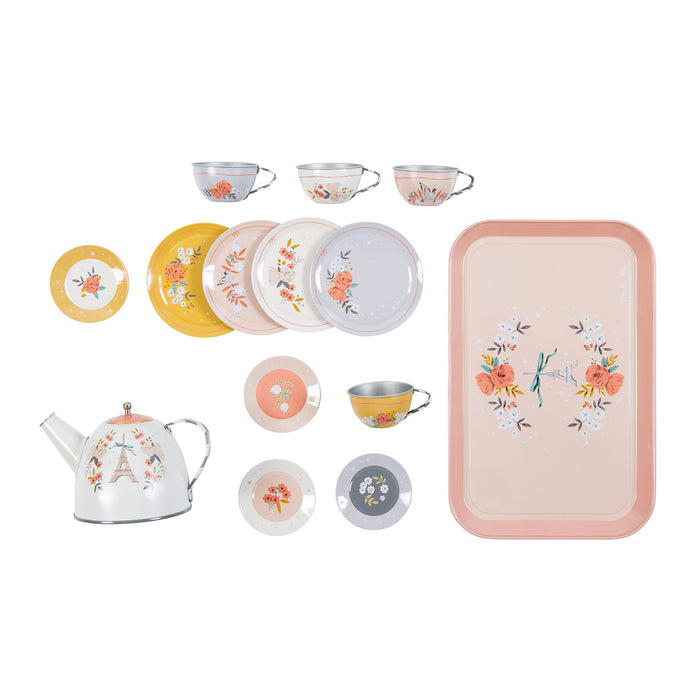 Les Parisiennes Child-safe and Food-safe Tin Tea Set Suitcase